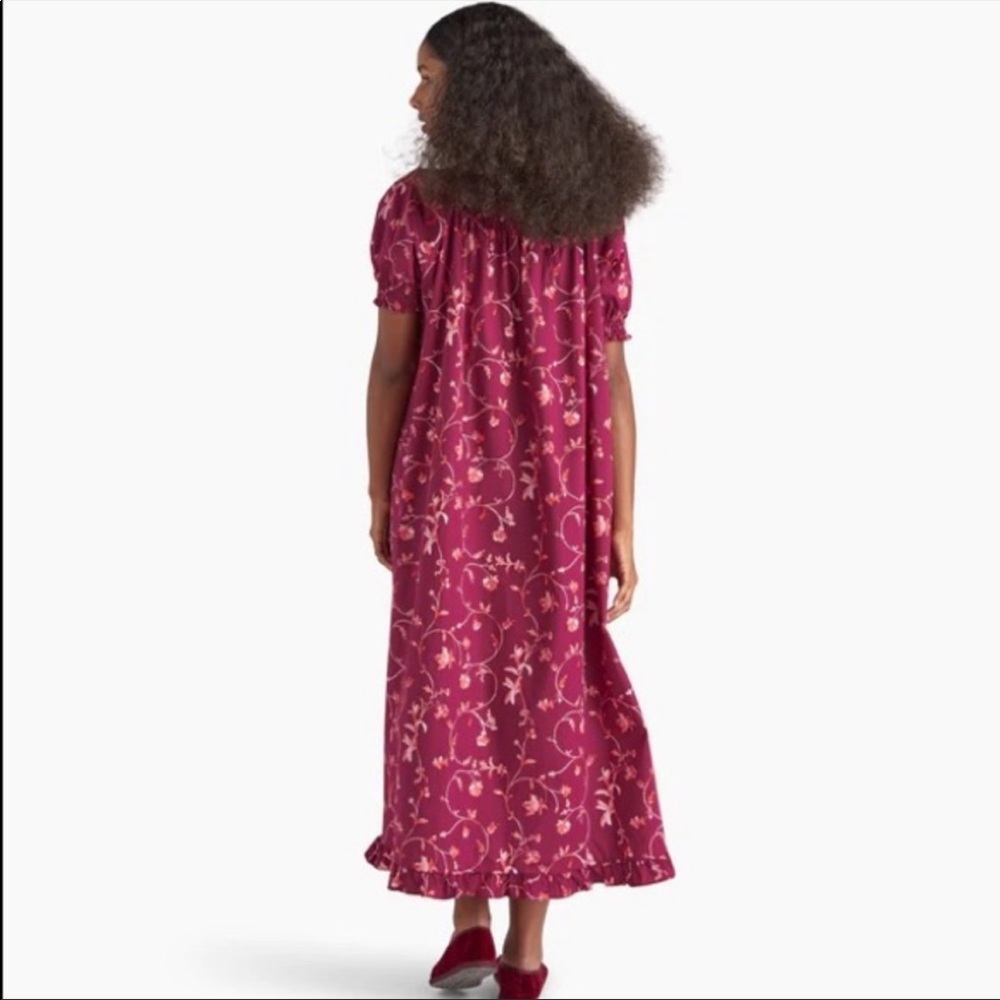 NWT Hill House Caroline Nap Dress Burgundy Botanical Poplin S - Picture 2 of 10